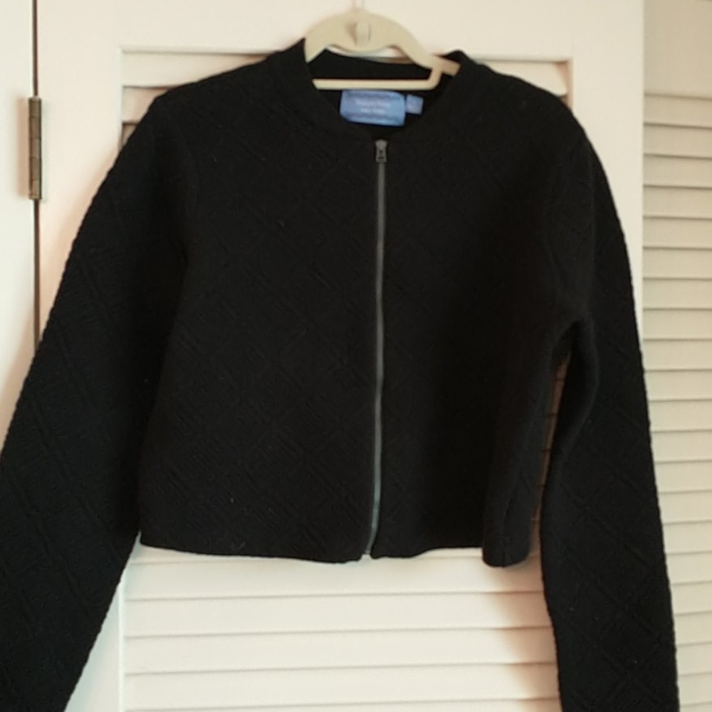 Cropped Quilted Black Bomber Jacket